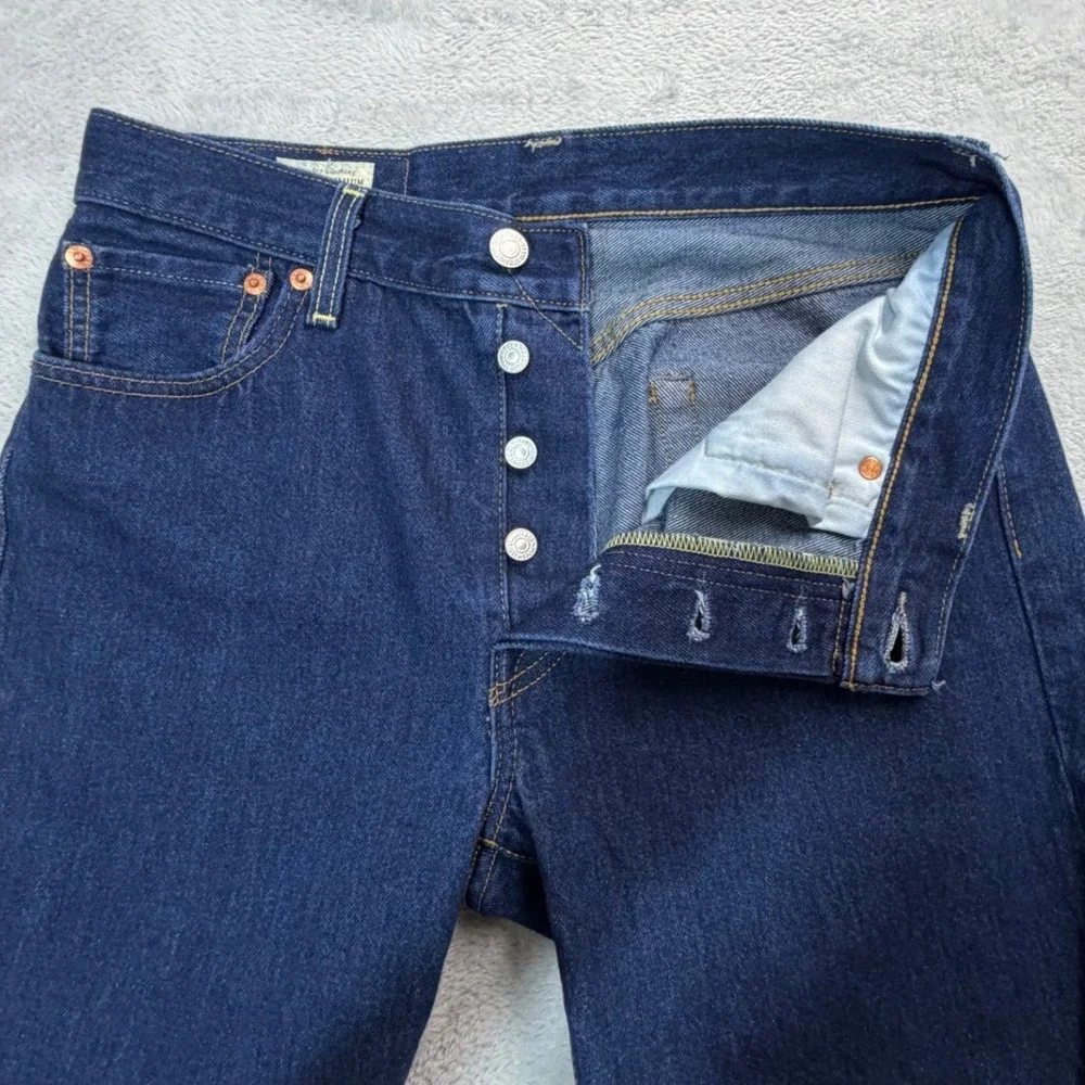 Levis 501 Jeans Mens 30X32 Blue Denim Button Fly Premium Straight Workwear